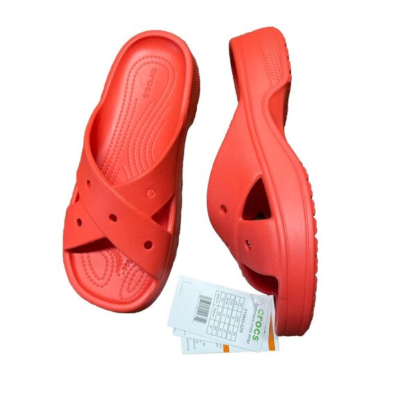 Crocs Women's Cross Strap Sandals Size 8 Cherry Red - Picture 5 of 6